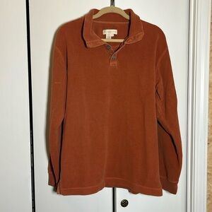 territory ahead, pullover men’s large orange outdoor Terry cloth button collar